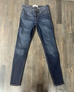 Abercrombie Kids Jeans Girls Sz 11/12 Slim Super Skinny Denim Dark Washed Blue - Picture 1 of 3