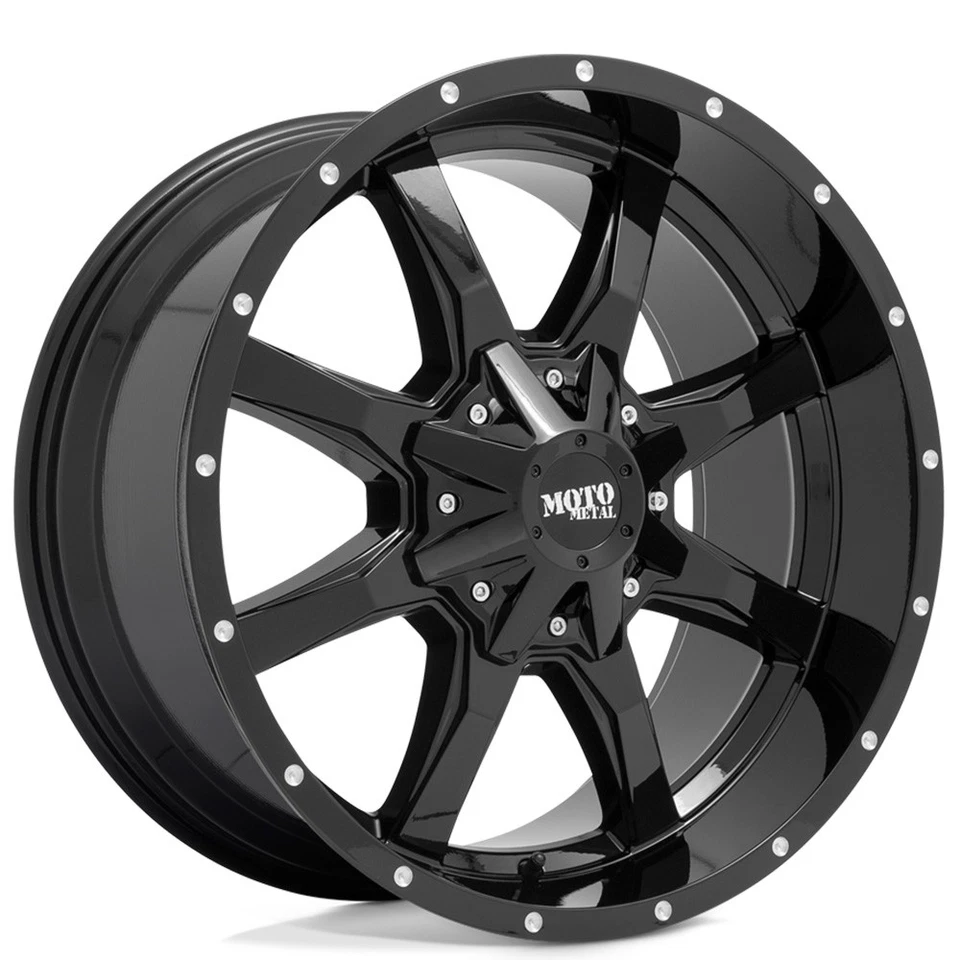 16x8 Moto Metal Wheels MO970  Gloss Black w/ Milled Lip Rims 8x165.1 ET+0 (4pcs) Foto 1 de 4