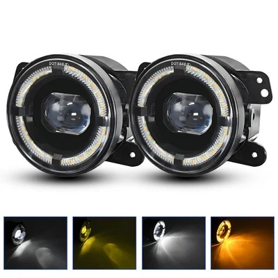 Par de luces antiniebla LED redondas de 4 pulgadas luces de conducción Halo para Jeep TJ 1997 1998-2006 Foto 1 de 4