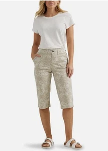 Lee Flex-To-Go Capri Skimmer Damengröße 16 Medium ecru Blumenmuster Hose bequem EUC - Bild 1 von 12