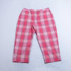 Talbots Pants Womens 12 - 32x21 Crop Pink Plaid - Picture 1 of 8