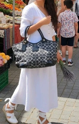 Bolso de Mano Coach Bleeker Signature Denim De Colección con Borde de Charol Y2k Años 2000 Foto 1 de 4