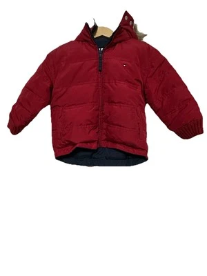 TOMMY HILFIGER Boy’s Red Down & Feather Jacket with Removable Hoodie  Size 3T - Image 1 of 4