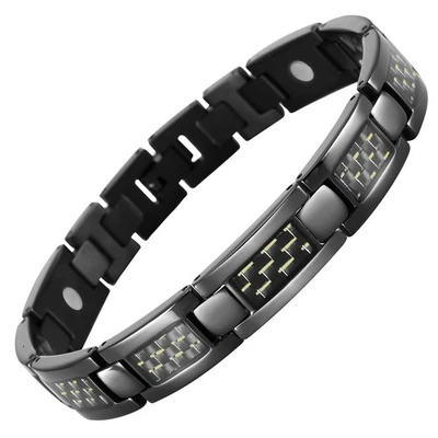 Mens Carbon Fiber Titanium Bracelet Stylish Lightweight Jewelry Gift - Image 1 of 4