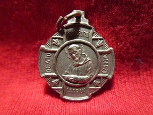 Blessed Innocenzo da Berzo Medal Silvertone Reverse Our Lady of Lourdes 3/4" dia - Picture 1 of 2