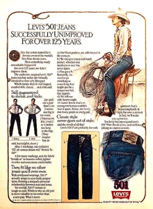 LEVI'S 501 JEANS—LEVI STRAUSS—VINTAGE 1982 MAGAZINE ADVERT—ORIGINAL PRINT AD - Picture 1 of 1