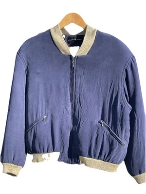 August Silk Mujer Chaqueta Bomber Azul Medio Bordado Reloj De Colección Foto 1 de 4