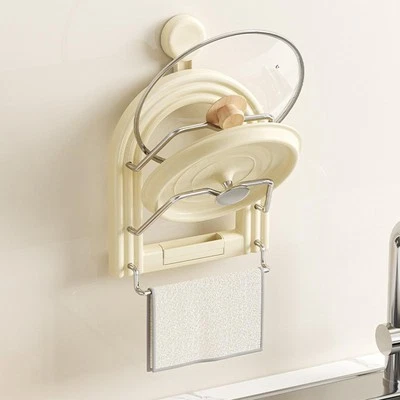 Soporte para tapas de olla montado en la pared soporte para cubierta de olla para gabinete cocina restaurante Foto 1 de 4