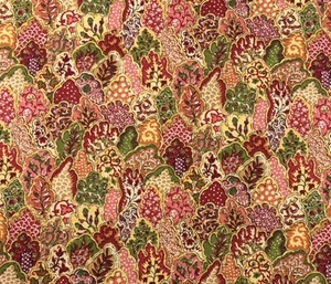 BLOOMCRAFT ANISHA CRIMSON FLORAL LEAF CURTAIN CUSHION FABRIC BY THE YARD - Picture 1 of 5