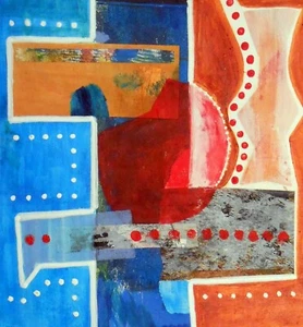 Original Kunst Abstrakt Monoprint Collage Geometrisch in Matt 8" x 10" - Bild 1 von 3