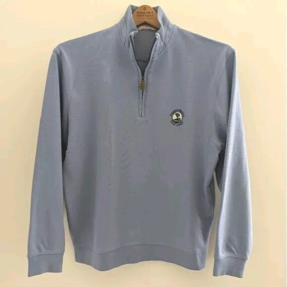 Vtg PEBBLE BEACH Pima Cotton 1/2 Zip Pullover Sweater MENS M GOLF Classic Blue - Image 1 of 4