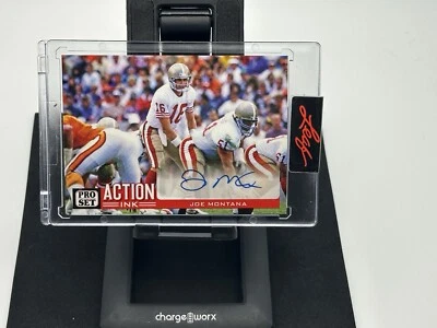 Joe Montana Auto 2021 Pro Set Action Ink Red 49ers Card #AI-JM1 - Image 1 of 4