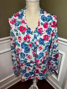 Bleyle geblümte Button-Down-Bluse Damen ohne Etikett für Größe Large Schulterpolster - Bild 1 von 10