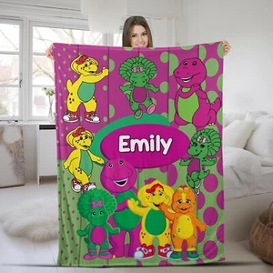 Barney and Friends Custom Blanket/Barney the Dinosaur Blanket/Personalized - Picture 1 of 4