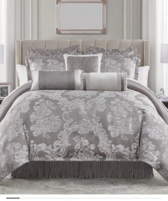 Conjunto de edredom Waterford Fine Linens Palace Mocha King novo na embalagem 6 peças - Imagem 1 de 4