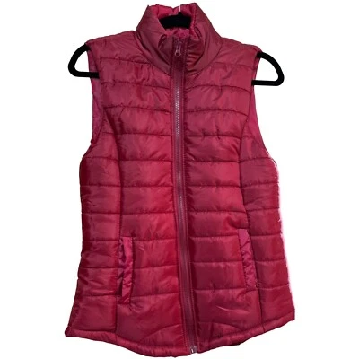 Chaleco acolchado Rue 21 sin mangas con cremallera borgoña con bolsillos talla M (nuevo con etiquetas) Foto 1 de 4