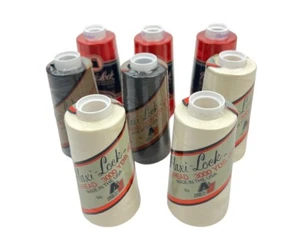 Lot of 8 maxi-lock serger thread 3000 yard spools Red White Black - Picture 1 of 3