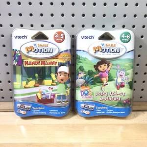 Vtech V. Smile Motion Handy Manny & Dora Explorer Lot of 2 Learning Games New - Picture 1 of 5
