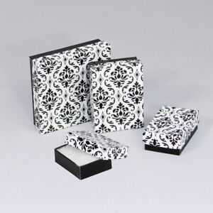 Damask Print Cotton Filled Gift Boxes Jewelry Cardboard Box Lots of 5~20~50~100