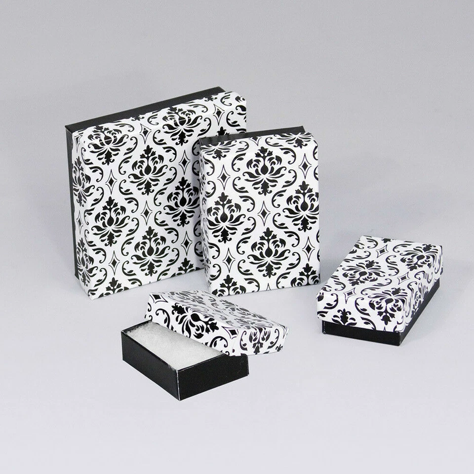 Damask Print Cotton Filled Gift Boxes Jewelry Cardboard Box Lots of 5~20~50~100 - Image 1 of 1