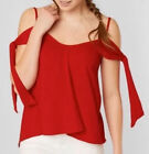 Free People Red Cold Shoulder Strappy Tie Sleeve Shirt Top Xxs