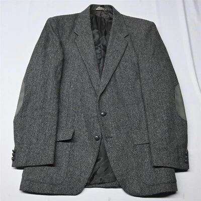 De Colección Hecho en EE. UU. 44L Gris Espiga Tweed Lana Hombres Blazer Traje Chaqueta Abrigo Deportivo Foto 1 de 4