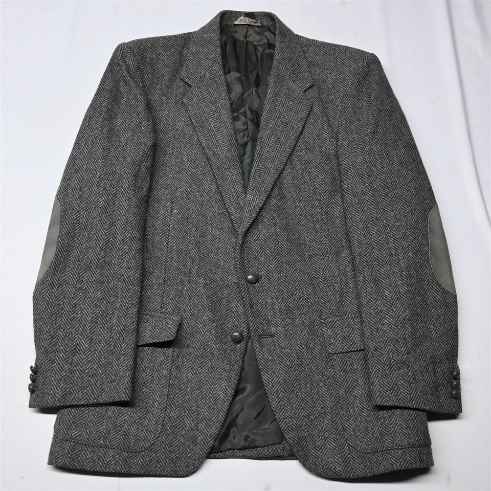 De Colección Hecho en EE. UU. 44L Gris Espiga Tweed Lana Hombres Blazer Traje Chaqueta Abrigo Deportivo Foto 1 de 4