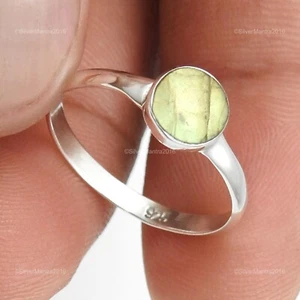 Round Labradorite Stone Solid Sterling Silver Birthday Gift Band Elegant Ring - Picture 1 of 9