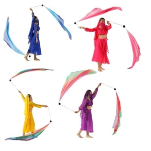 1 par de velos de danza del vientre de gasa con bola lanzada Poi Ball banderas de alabanza de adoración - NUEVO - Imagen 1 de 18