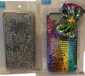 Claire’s iPhone Hüllen 6/7/8+ Fliege mehrfarbig Pailletten & silber Stern Glitzer - Bild 1 von 10