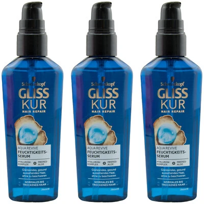 Gliss Kur Aqua Revive Feuchtigkeits Serum 3 x 75ml normales bis trockenes Haar - Bild 1 von 2