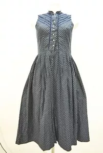 Dirndl Linnartz echt 90er Vintage blau hochgeschlossen mit Samtstreifen Gr.38 - Bild 1 von 6