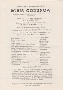 OPERNPROGRAMM BESETZUNGSZETTEL CAST SHEET OPERA PROGRAM VIENNA WIEN - Bild 1 von 1