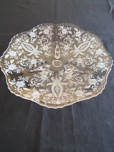 Vintage Etched New Martinsville Radiance Prelude Plate 3 Toe Crimp Scallop Dish - Picture 1 of 7