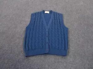 Vintage Pendleton Vest Jacket Adult M Blue Wool Cable Knit Casual Classic Womens - Picture 1 of 9