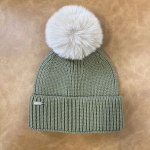 Steve Madden Beanie PomPom Hat Khaki/Green - Picture 1 of 4
