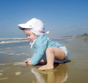 Baby Flap Sun Protection Swim Hat, Color White, Size 2T-4T - Picture 1 of 9