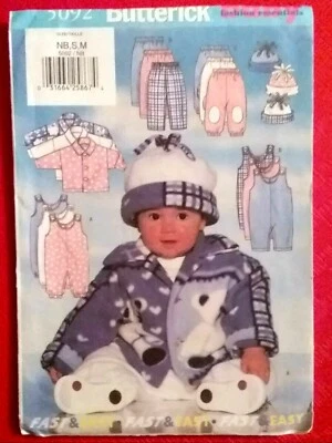 Butterick Pattern 5092 Infants Jacket Jumpsuit Pants Hat Size NB-S-M - New - Image 1 of 4