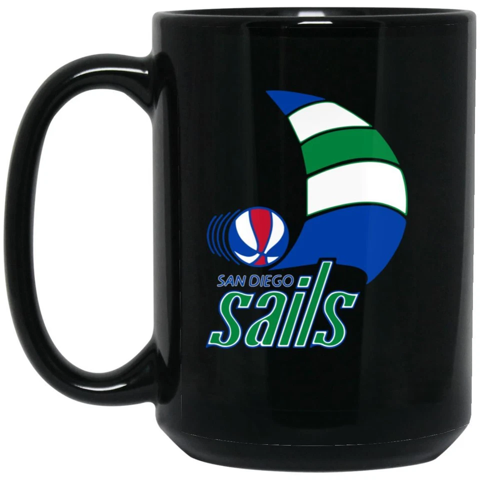 圣地亚哥帆杯15盎司 黑色光泽陶瓷 | ABA 篮球队 — 第 1/1 张图片