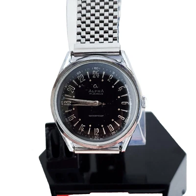 Reloj Alpha 24 horas esfera 17J cuerda manual acero inoxidable, ligeramente usado Foto 1 de 4
