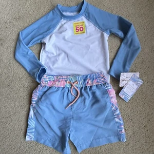 Tommy Bahama Swim Suit Set Boys 24 Months Toddler UPF 50 Rash Guard Shorts New - Picture 1 of 20