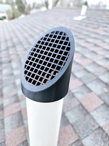 Angled Roof Vent Guard for 3" PVC Pipe, 1/4" Screen, All Plastic Heavy Duty - Picture 1 of 3