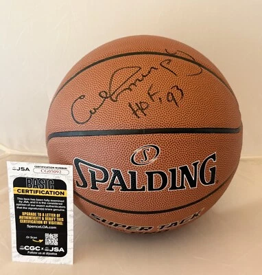 Calvin Murphy Houston Rockets signed F/S NBA Basketball Ball W/ HOF Inscrip JSA - Image 1 of 3