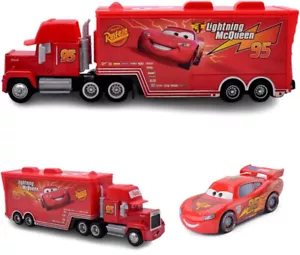 Disney Pixar Cars No.95 Lightening Mcqueen Hauler Truck + Mini Car 1:55 Diecast - Picture 1 of 15