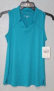 Sofibella Notch V Women XS Turquoise Sleeveless Tennis Pickleball Shirt NEW 9055 - Picture 1 of 10