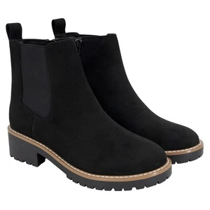 New Kensie Kayla Ladies Chelsea Faux Suede Boot Ankle Bootie Black Size 6.5 NIB - Picture 1 of 4