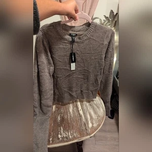 NWT Express Gray Glitter Sweater Size Medium - Picture 1 of 15
