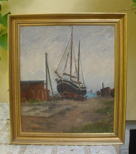 Clemmen Clemmensen (1885) Boat Repairs in Drydock. Dated 1930. - Picture 1 of 5