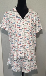 Ro’s Garden Pyjama kurz Set 100% Pima Baumwolle Damen Größe M Lake Life Beachy - Bild 1 von 16