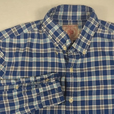 J Press Blue Plaid Long Sleeve Button-down Mens Shirt Size Medium - Image 1 of 4